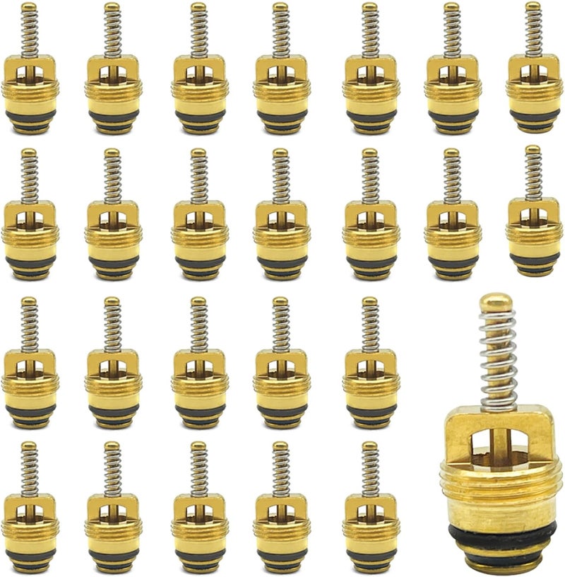 SIDMILE 25Pcs Standard M10 Brass A/C Schrader Valve Core for BAS03009 MT0065 59356 Fit for Ford 4L3Z19D701A Fit for GM 10245619 Fit for Chrysler 4882331 for 134A and R12 Systems - Image 1